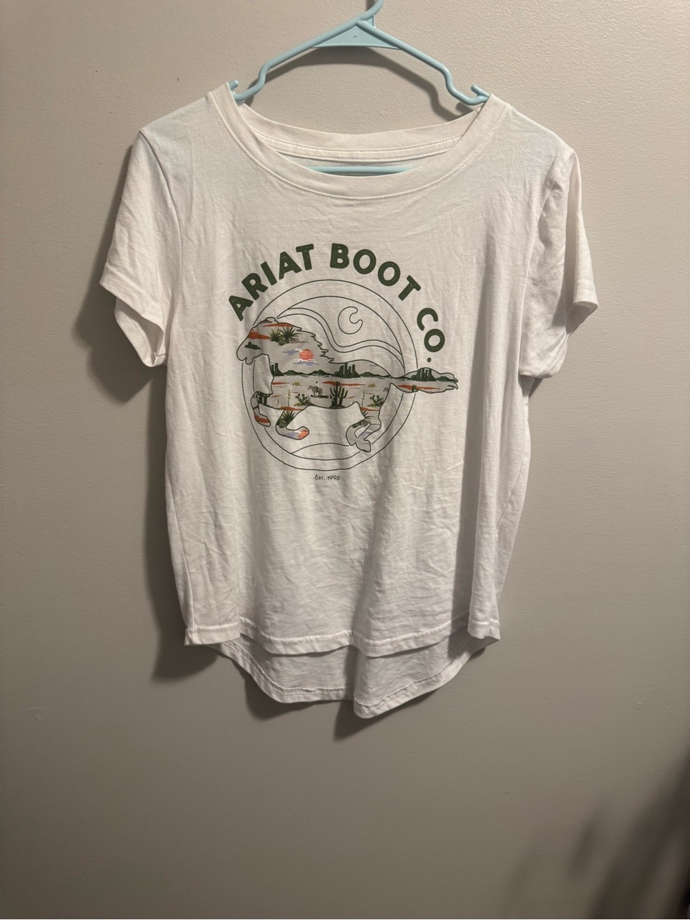 Ariat White Cotton Logo Tee with Olive Graphic